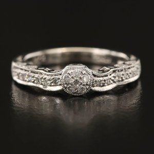 14k Vintage .28 ctw Diamond Cluster Ring